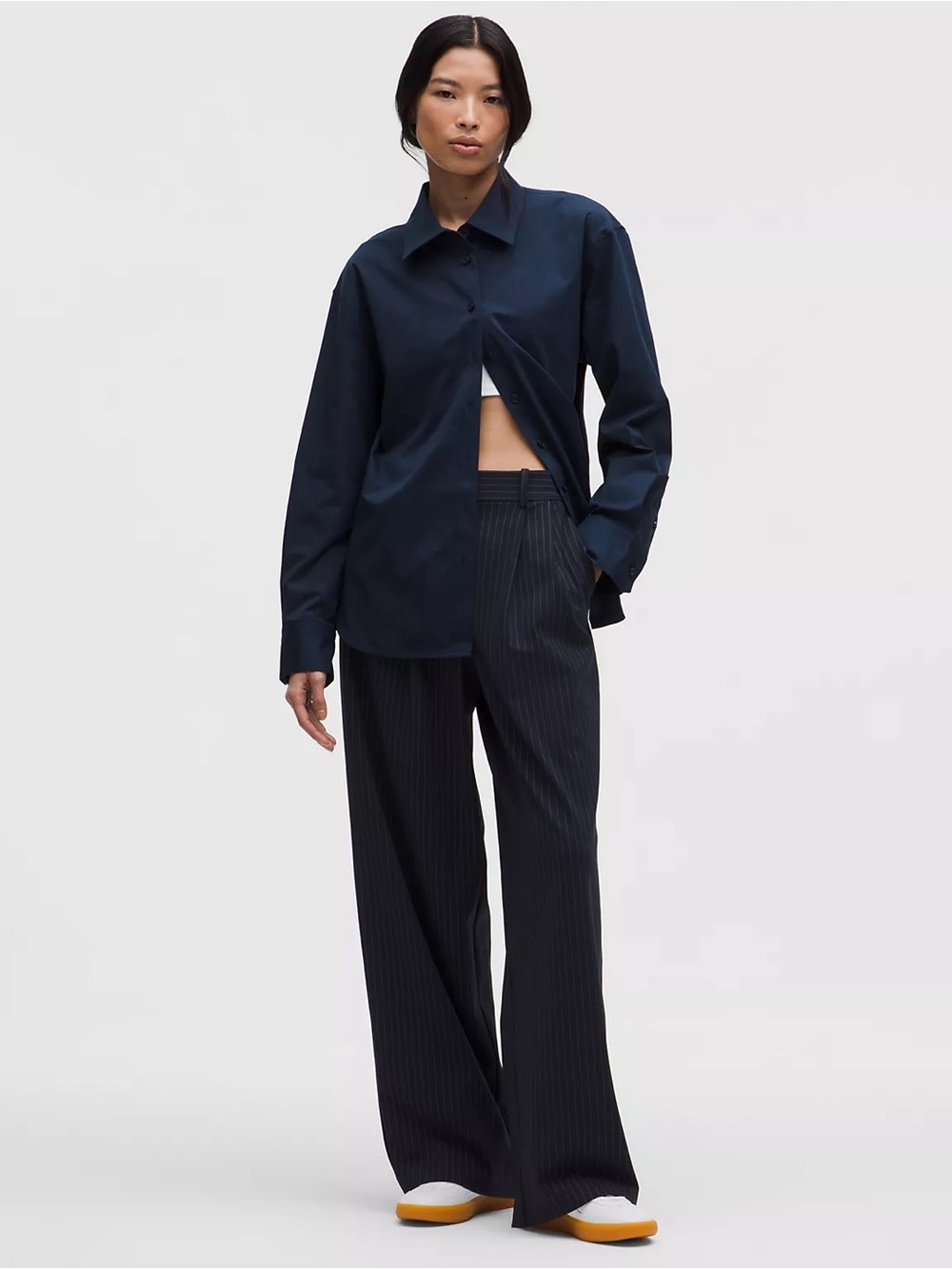 NWT Lululemon Classic Navy/Ivory Daydrift High-Rise Wide-Leg Trouser- Size XLT